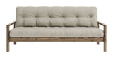 Knob Sofa bed, Brown lacquered pine, Linen