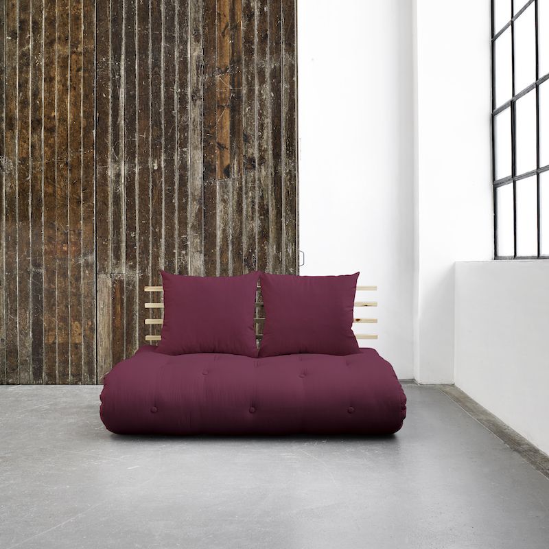 Shin Sano Futon sofa, Bordeaux/Natural