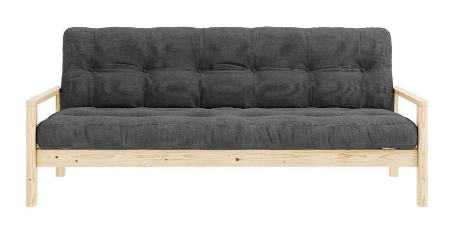 Knob Sofa bed, Lacquered Pine, Dark Gray Velvet