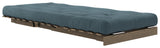 Roots 90 Sofa bed, Brown lacquered pine, Petrol Blue