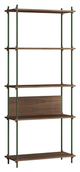 Shelving System, 1 bay, 5 shelves, H:200, Smoked Oak/Green