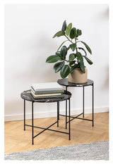 Avila Side table, Black art marble, Ø52x40