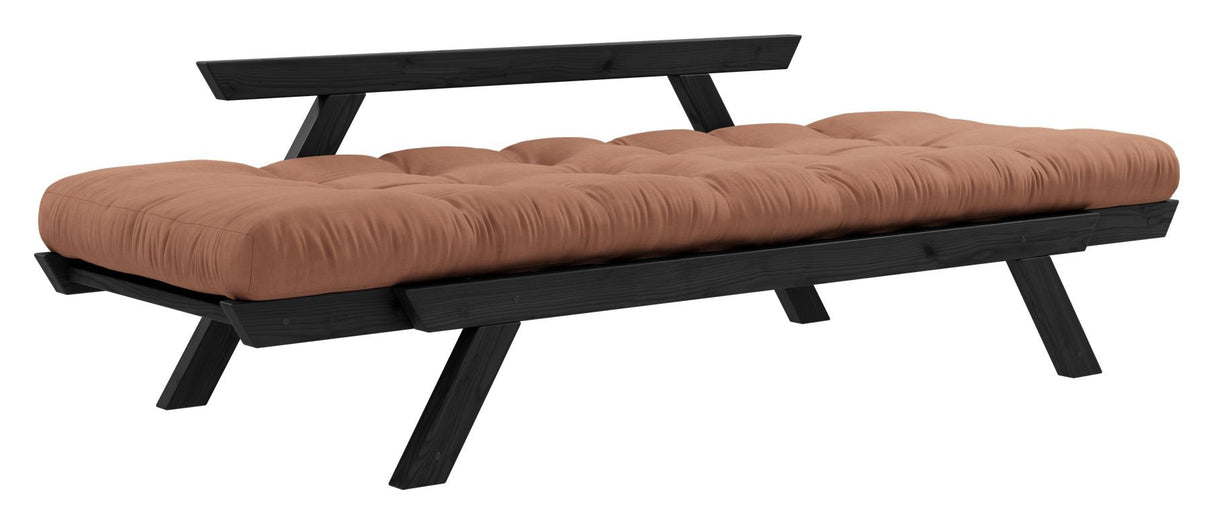 Bebop Sofa bed, Black lacquered, Pine/Clay brown