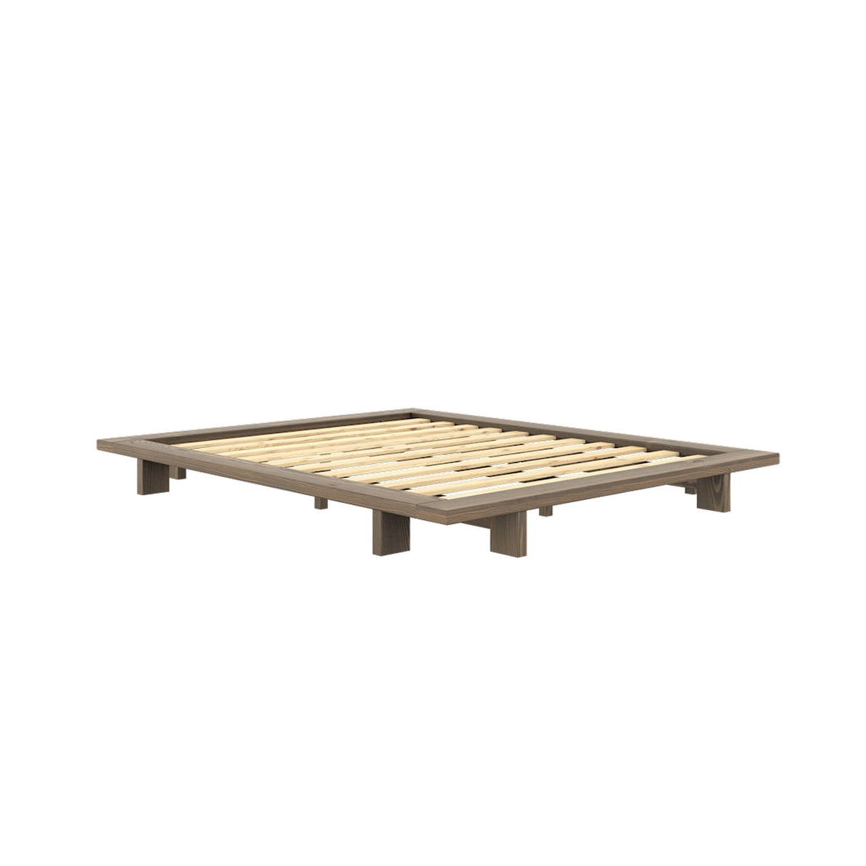 Japan Bed frame, Brown lacquered pine, 160x200