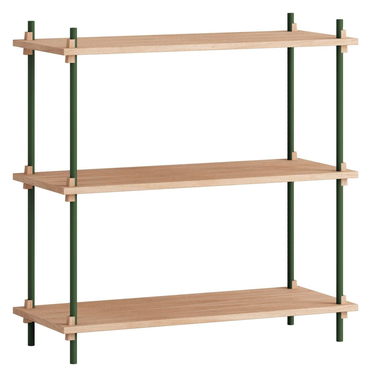 Shelving System, 1 bay, 3 shelves, H:85, Oak/Green