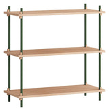 Shelving System, 1 bay, 3 shelves, H:85, Oak/Green