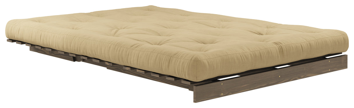 Roots 140 Sofa bed, Brown lacquered pine, Wheat Beige