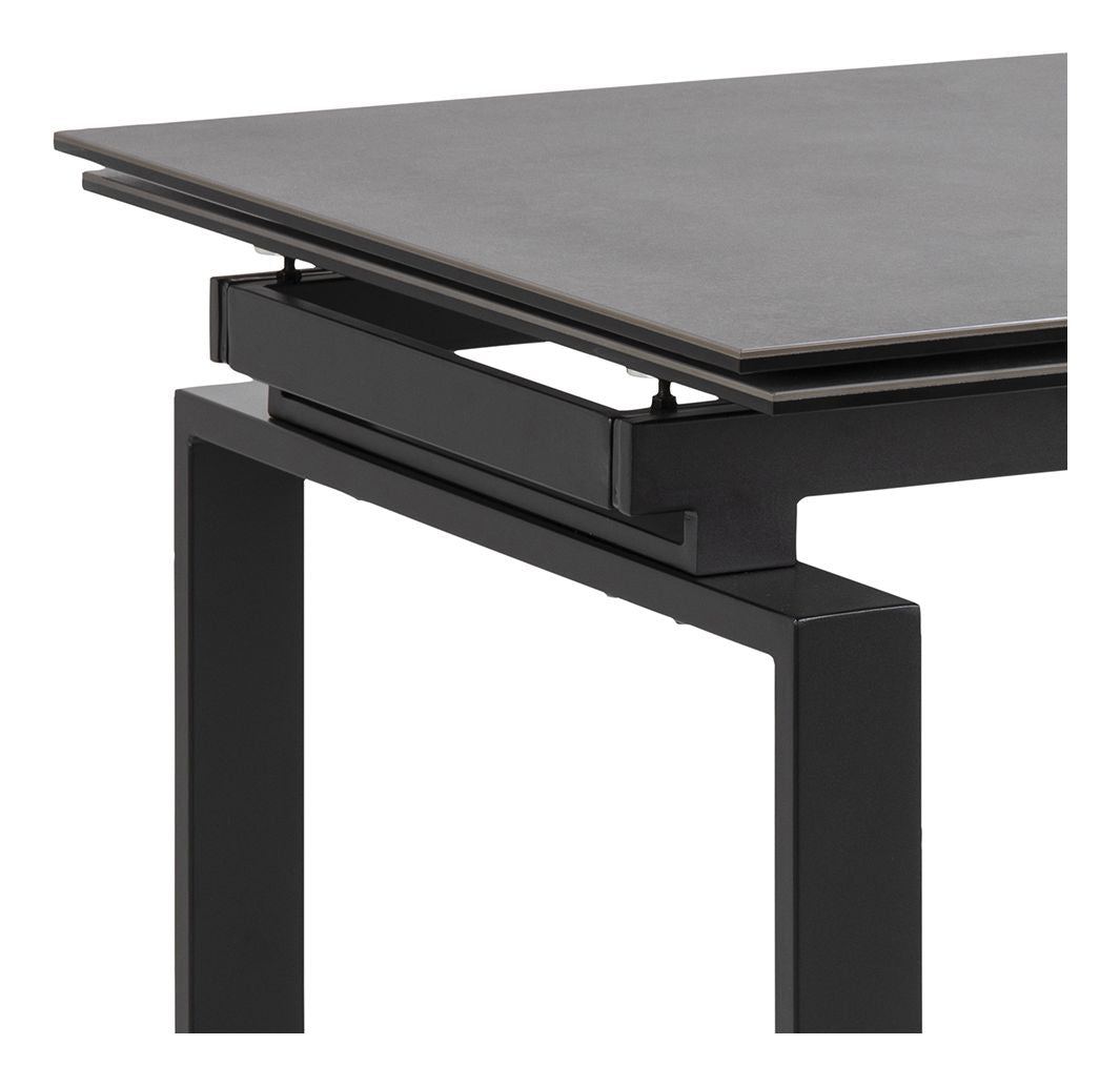 Huddersfield Dining table with glass/ceramics 120/200x85, black