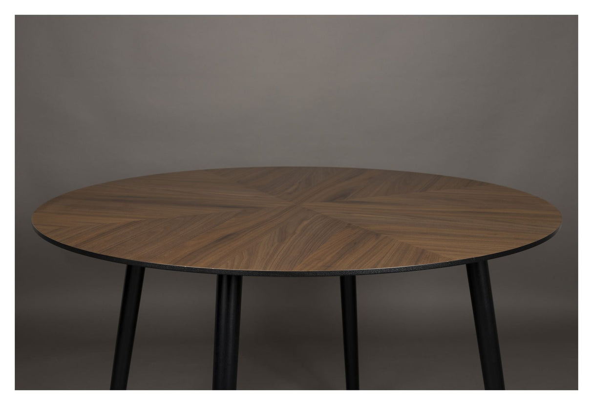 Clover Dining Table, Ø120, Walnut/Black