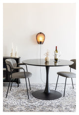 Maru Dining table with marble look / MDF table top H75xØ110, Black