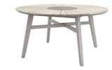 Rives, Garden table Ø150, Antique white acacia w. stone