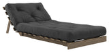 Roots 90 Sofa bed, Brown lacquered pine, Dark Gray