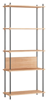 Shelving System, 1 bay, 5 shelves, H:200, Oak/Black