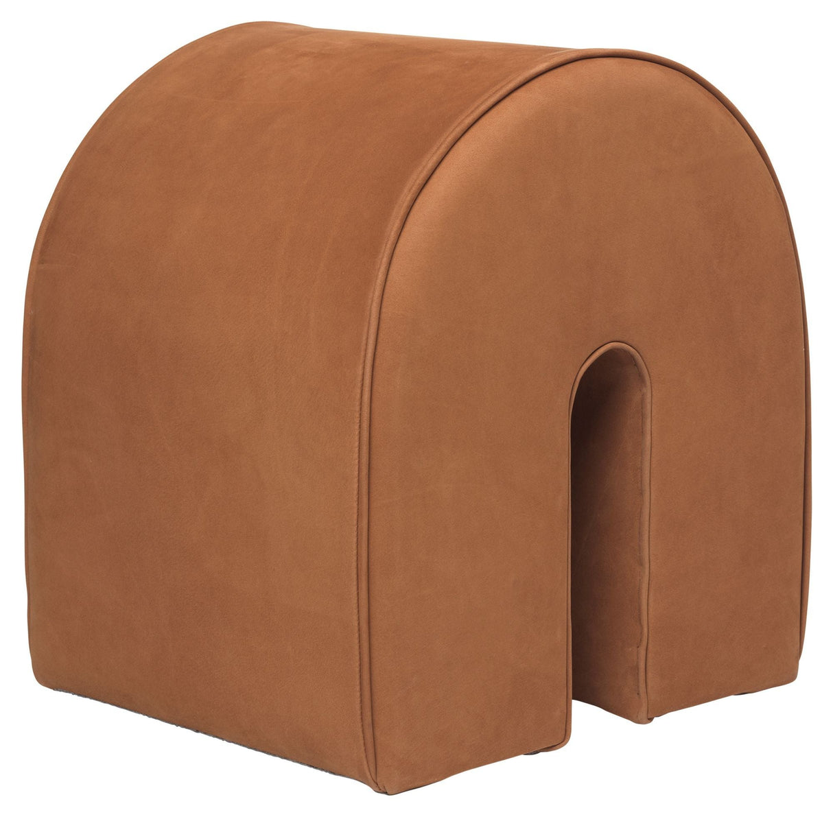 Curved Pouf, Cognac leather