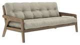 Grab Sofa bed, Brown lacquered pine, Linen