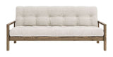 Knob Sofa bed, Brown lacquered pine, Ivory velvet