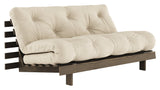 Roots 160 Sofa bed, Brown lacquered pine, Beige