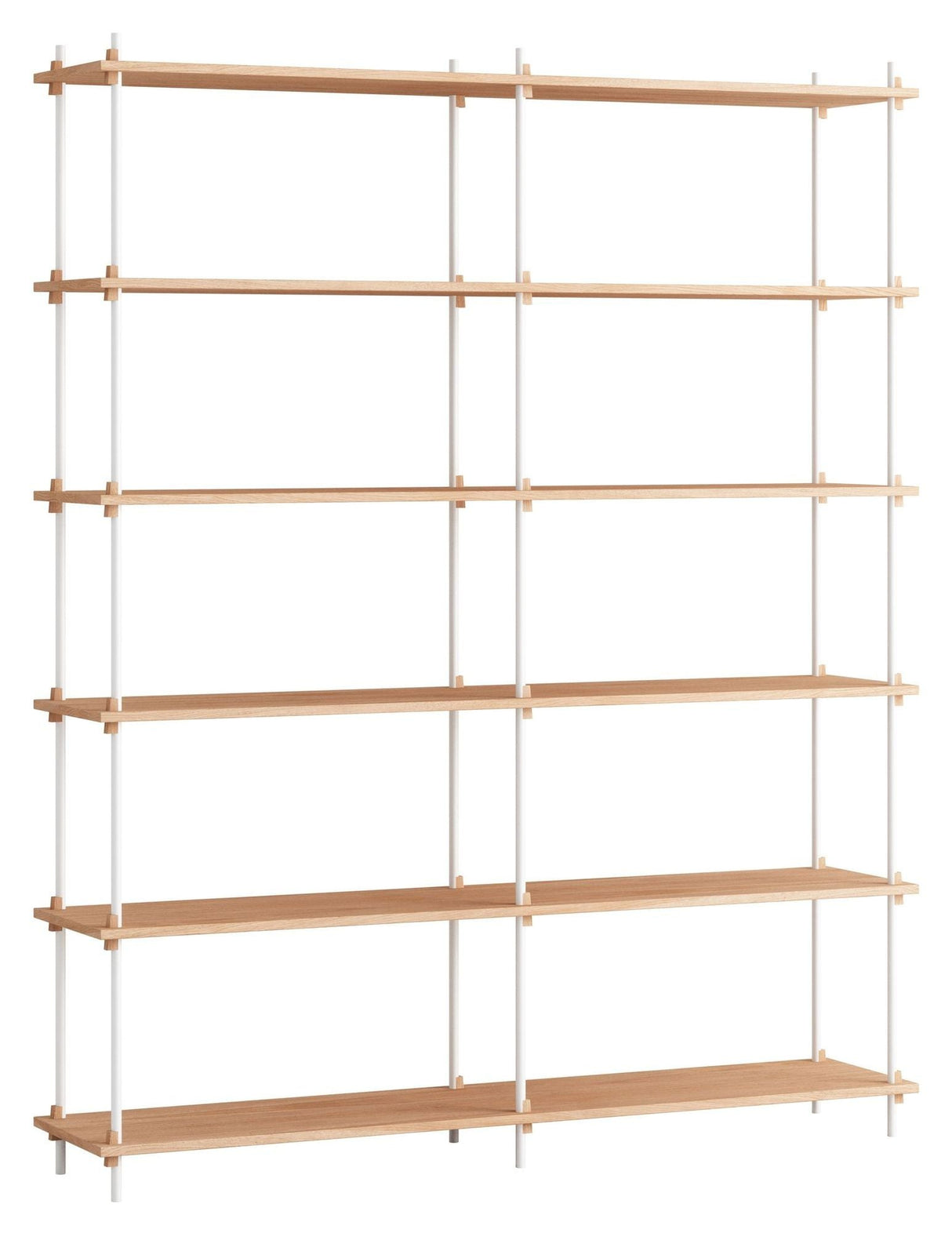 Shelving System, 2 bays, 12 shelves, H:200, Oak/White