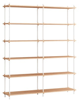 Shelving System, 2 bays, 12 shelves, H:200, Oak/White