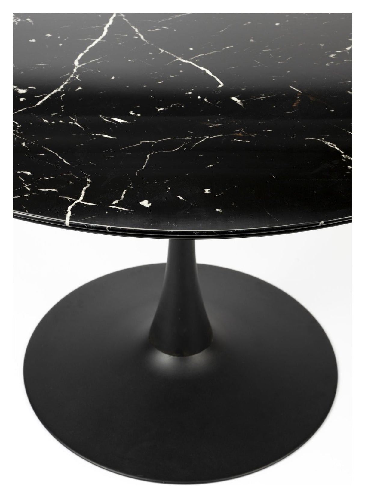 Maru Dining table with marble look / MDF table top H75xØ110, Black