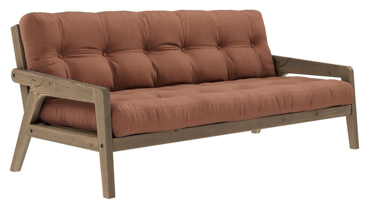 Grab Sofa bed, Brown lacquered pine, Clay Brown