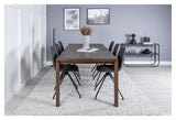 Slider Dining table w. extension, Smoked oak with 6 Polar chairs w. spin, Black PU