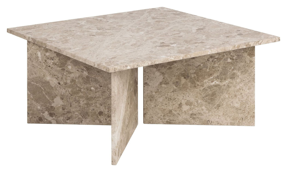 Florence Coffee table, Latte brown marble, 90x90