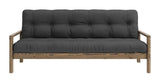 Knob Sofa bed, Brown lacquered pine, Dark Gray