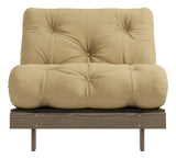 Roots 90 Sofa bed, Brown lacquered pine, Wheat Beige