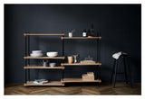 Shelving System, 2 bays, 7 shelves, H:115, Oak/Black