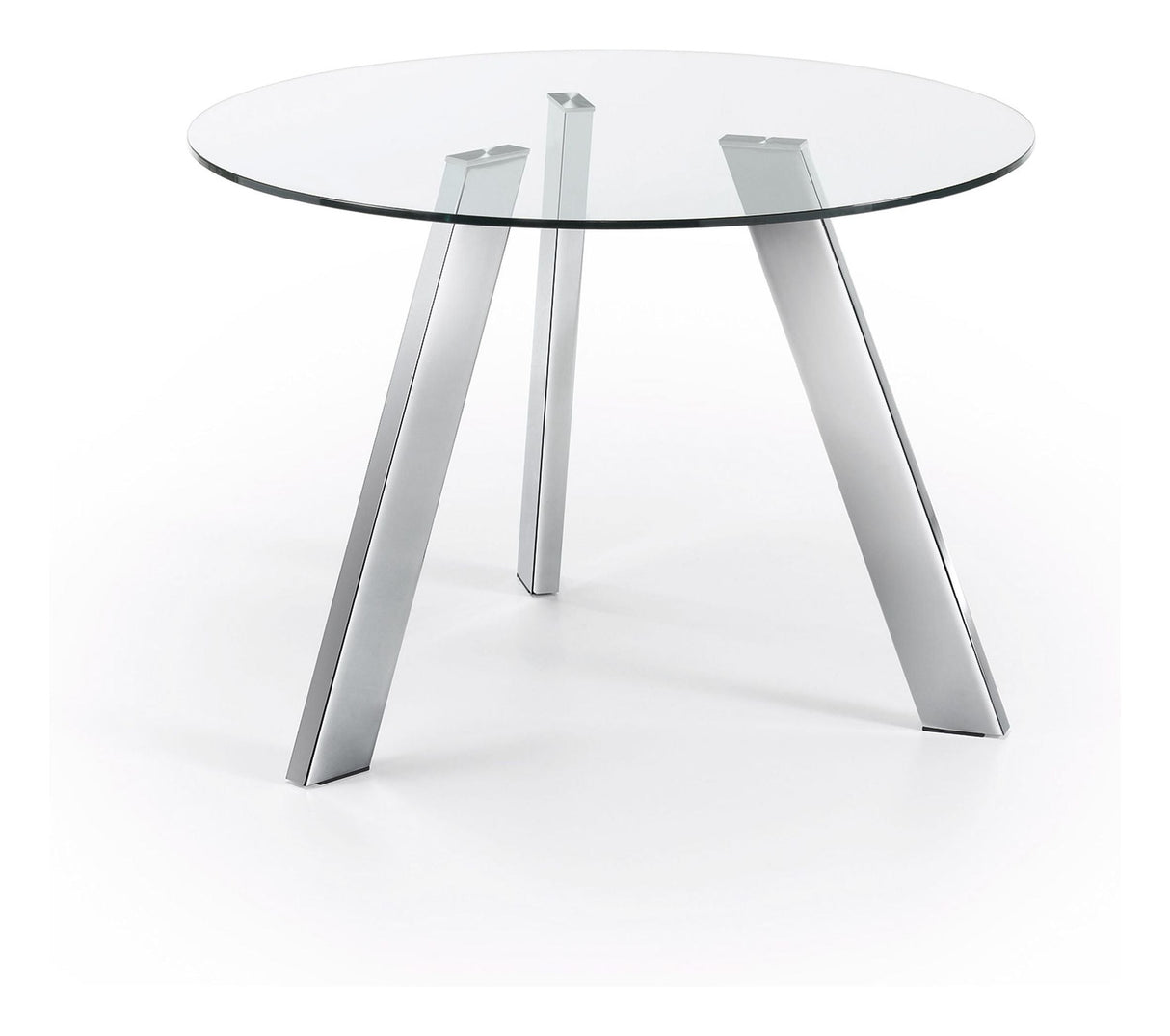 CARIB Dining table, Chrome, Tempered glass, Ø110