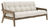 Grab Sofa bed, Brown lacquered pine, Ivory velvet