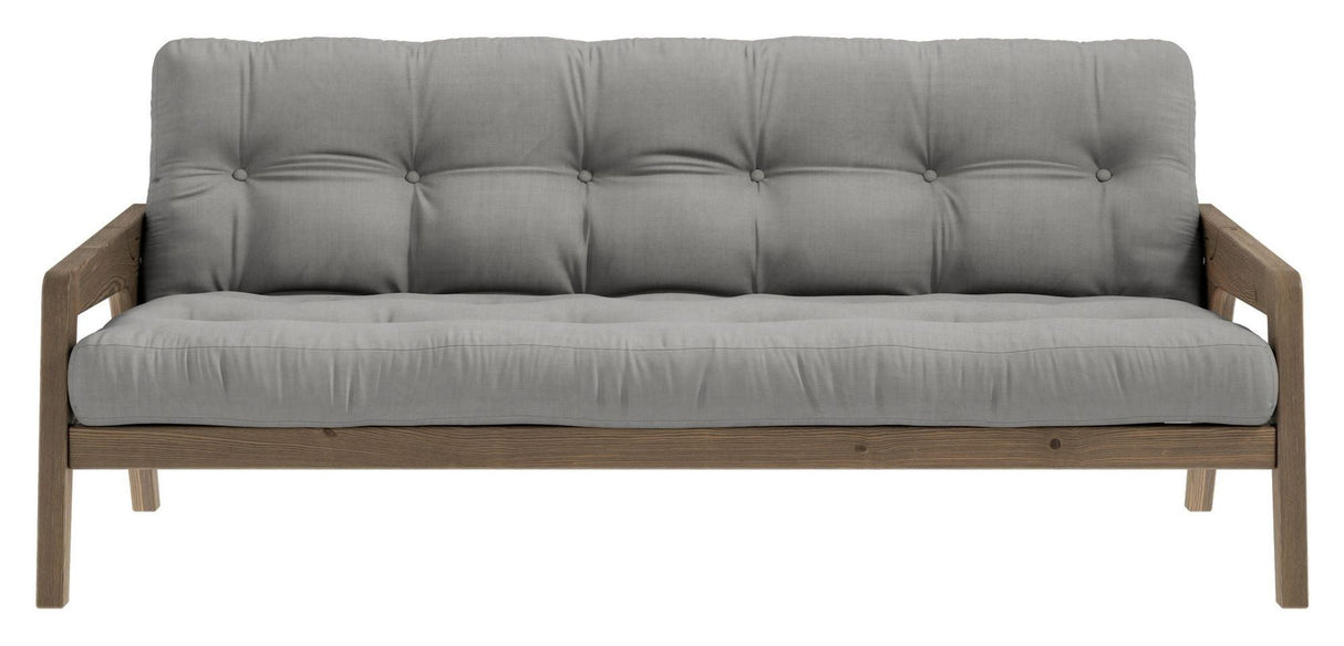 Grab Sofa bed, Brown lacquered pine, Gray