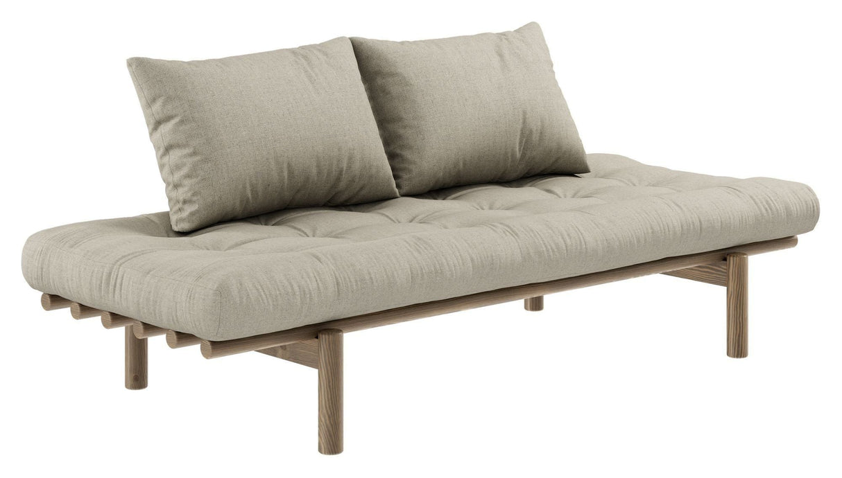 Pace Daybed Sofa bed, Brown lacquered pine, Linen