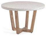 Shanelle Dining Table, Ø120, White Terazzo/Acacie