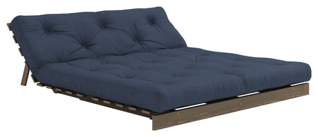 Roots 160 Sofa bed, Brown lacquered pine, Navy