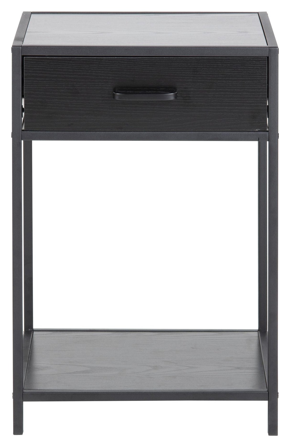 Seaford Bedside table with drawer, Black