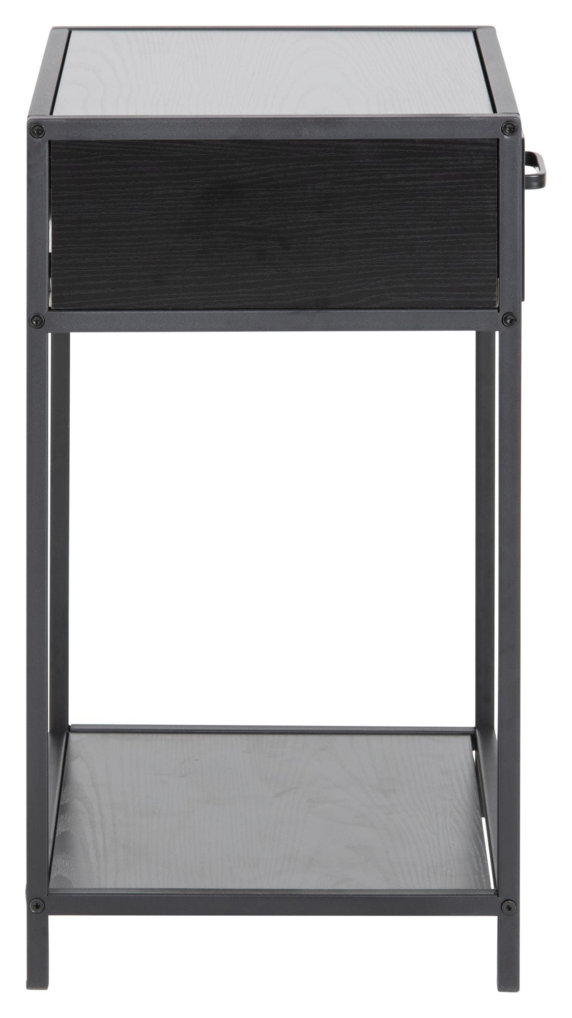 Seaford Bedside table with drawer, Black