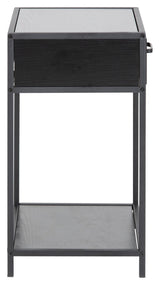 Seaford Bedside table with drawer, Black