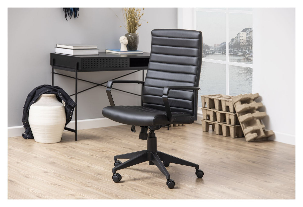 Charles Office Chair, Black Leather Look