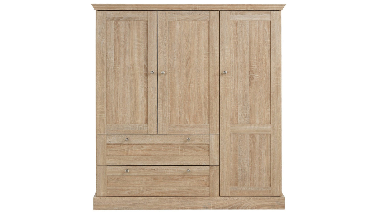 Birk Wardrobe Nature, w/3 doors and 2 drawers