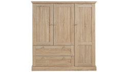 Birk Wardrobe Nature, w/3 doors and 2 drawers