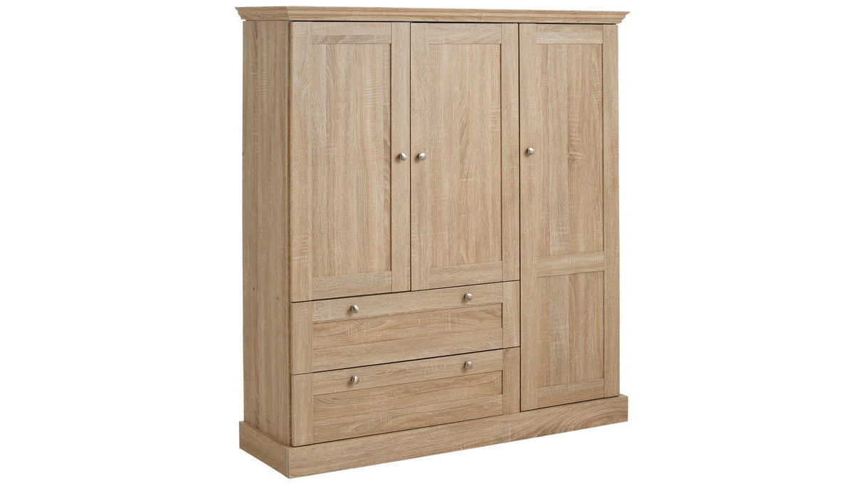 Birk Wardrobe Nature, w/3 doors and 2 drawers