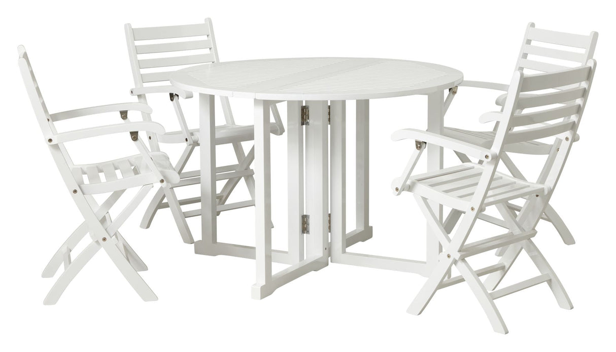 Butterfly Garden table, White PU, Ø110