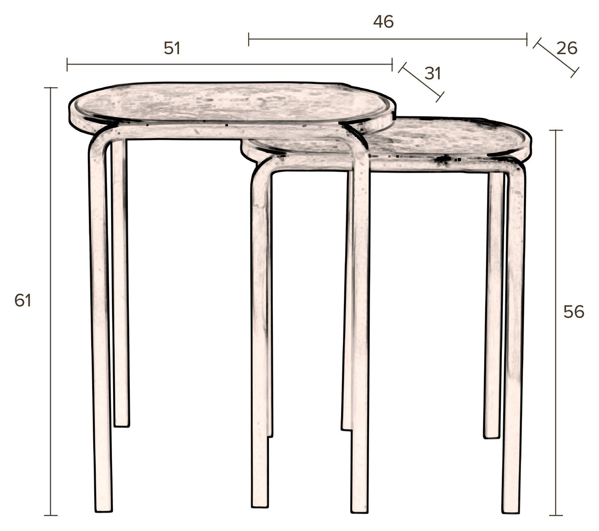 Dutchbone Bandhu Tables - Brass/Glass