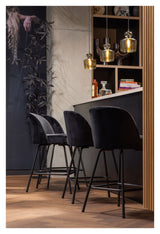 Vogue bar stool 65 - Black Velour, SH: 64cm