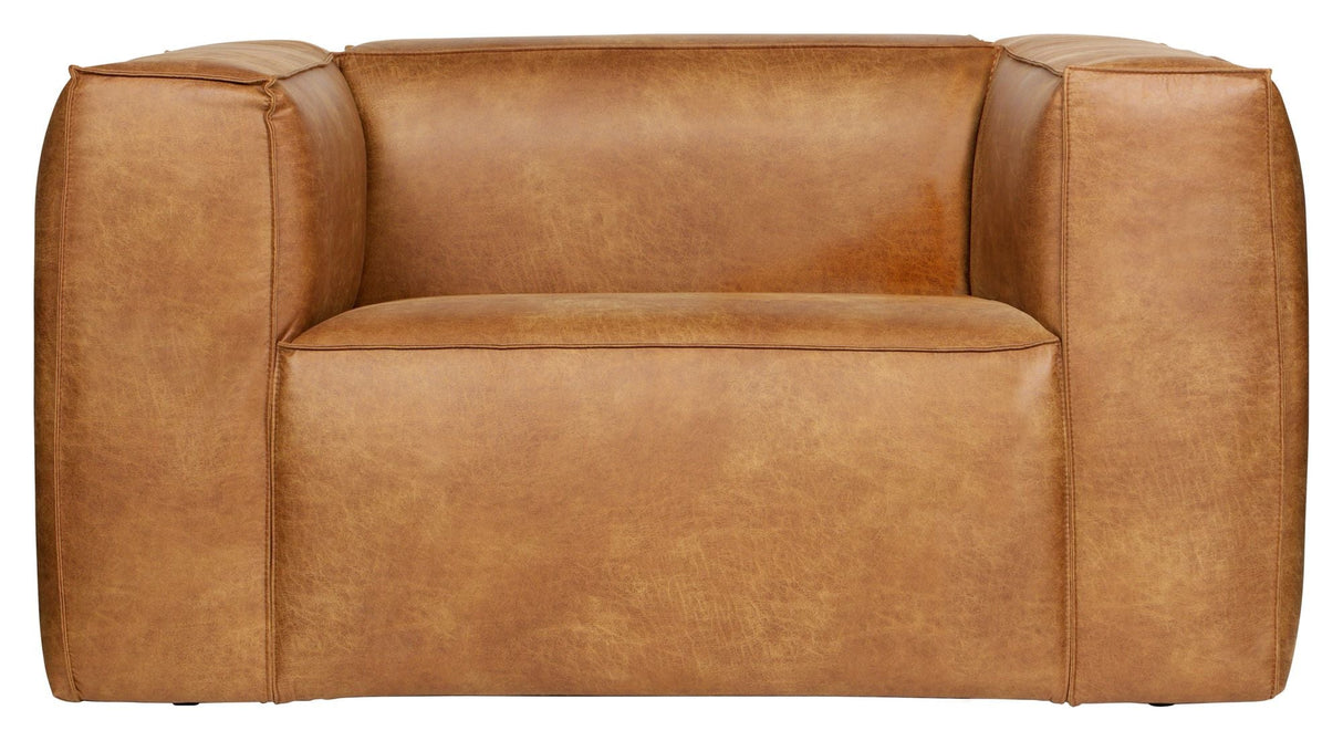 Woood Bean armchair in eco-leather, Cognac