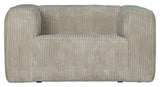 Woood Bean Armchair in wide velvet, Natural