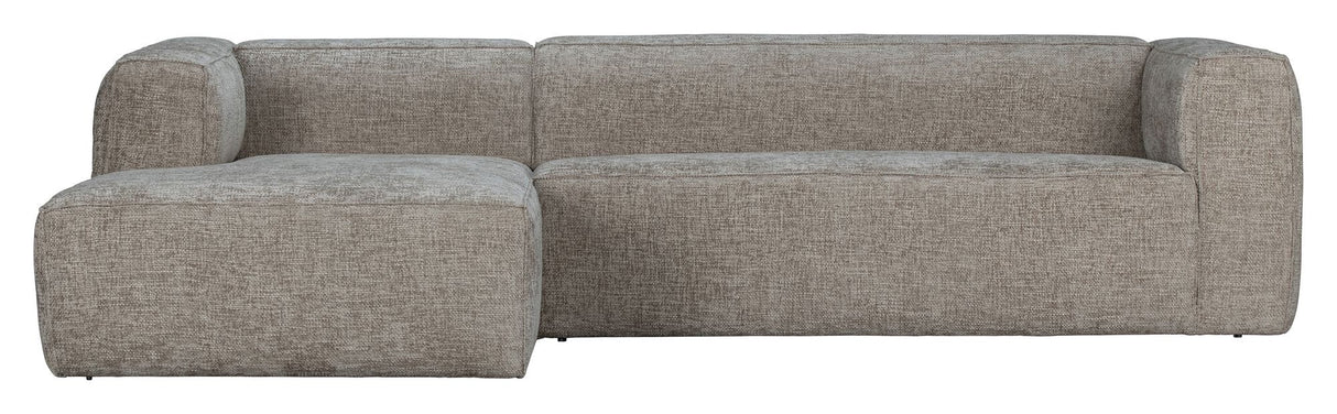 Woood Bean 3-pers. Sofa with left Chaise longue, Melange Travertin linen look