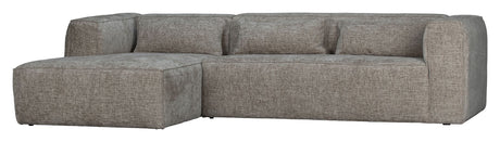 Woood Bean 3-pers. Sofa with left Chaise longue, Melange Travertin linen look